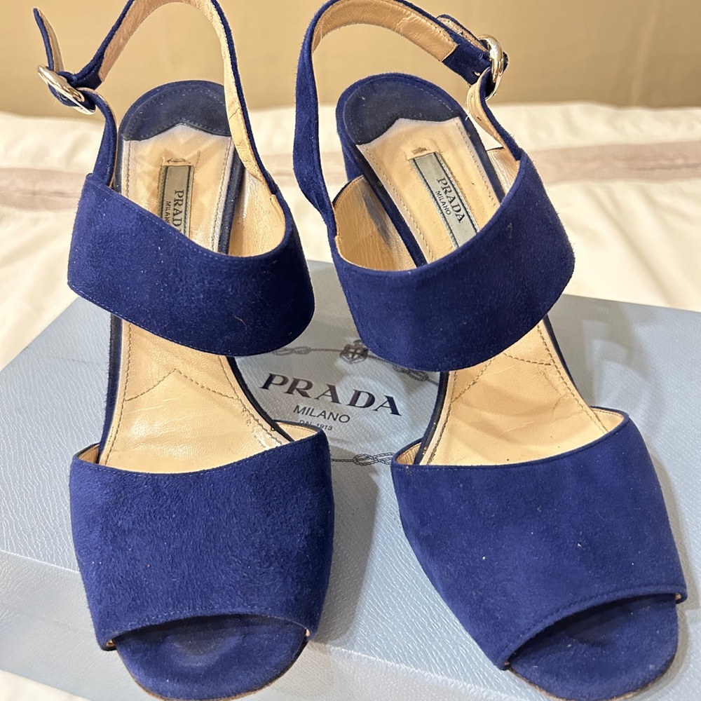 Prada Double Strap Navy Block Heel - image 3